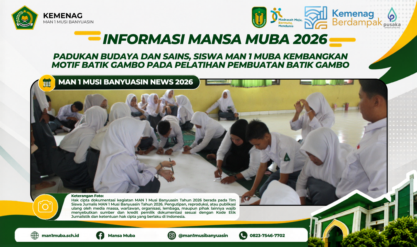 Padukan Budaya dan Sains, Siswa MAN 1 Muba Kembangkan Motif Batik Gambo Pada Pelatihan Pembuatan Batik Gambo