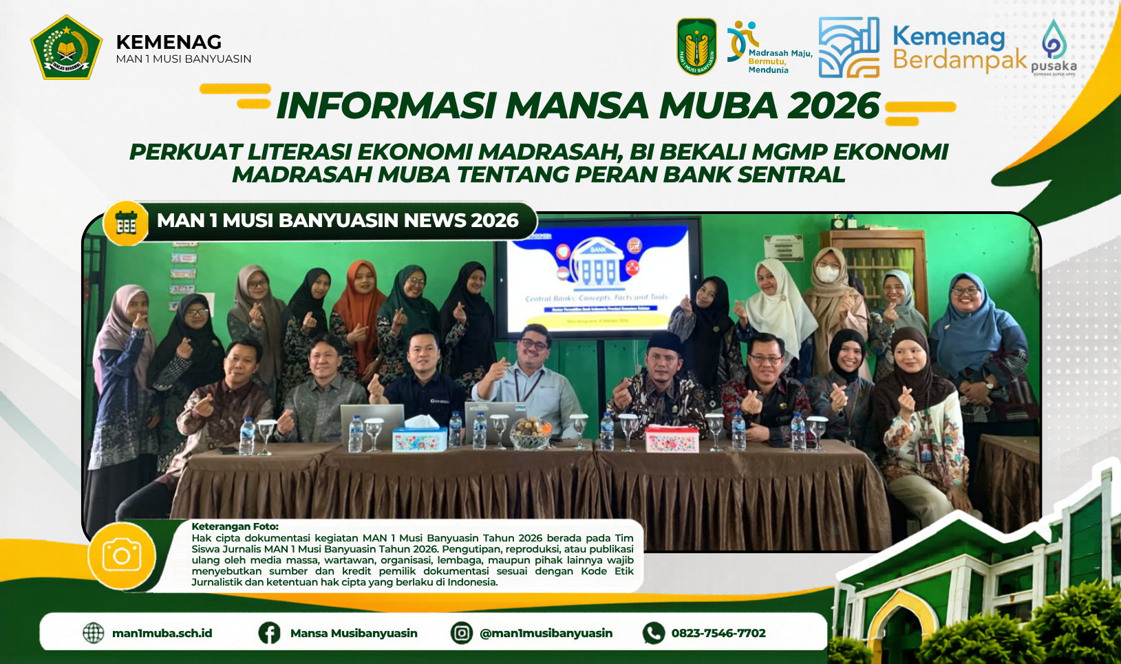 Perkuat Literasi Ekonomi Madrasah, BI Bekali MGMP Ekonomi Madrasah Muba tentang Peran Bank Sentral