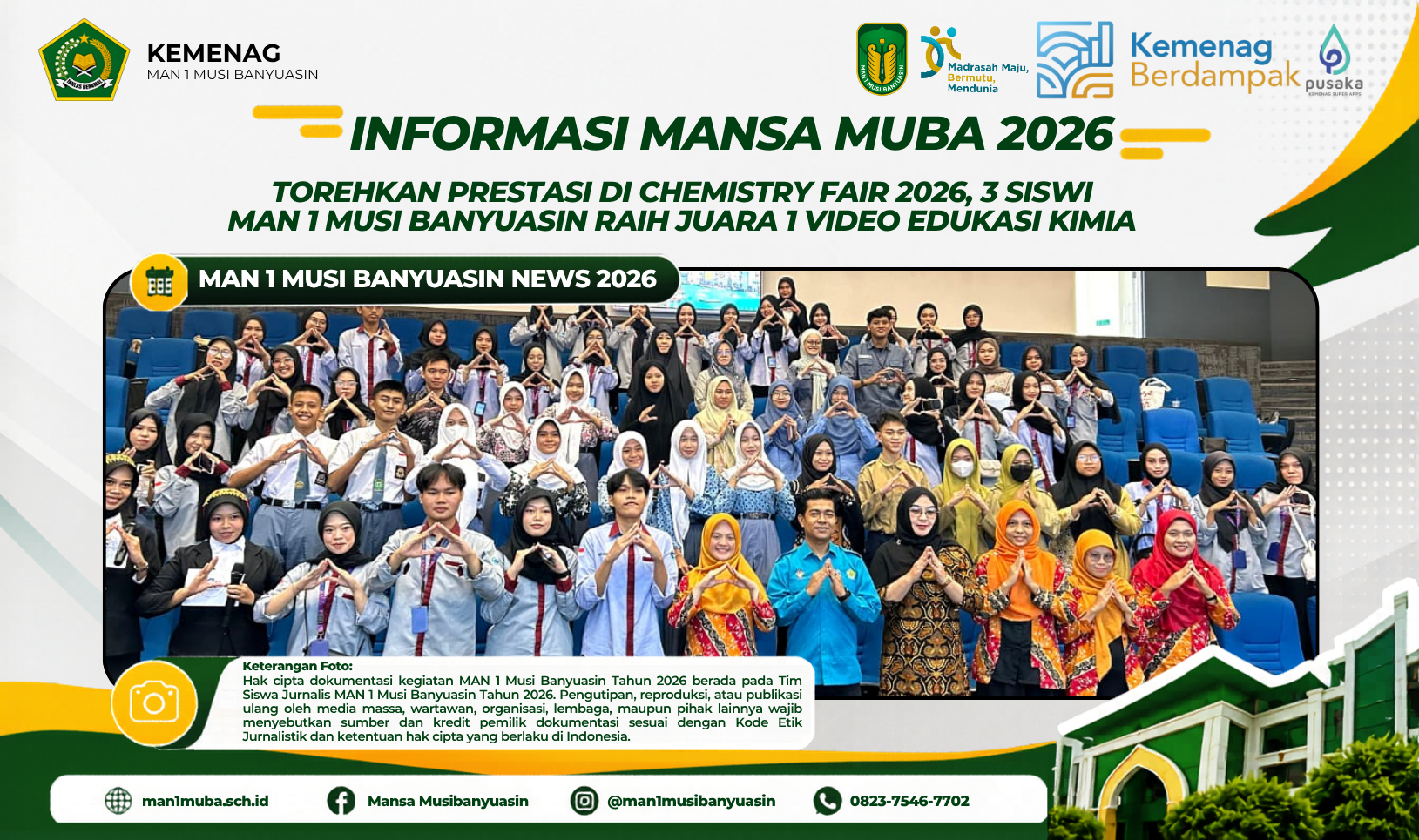 Torehkan Prestasi di Chemistry Fair 2026, 3 Siswi MAN 1 Musi Banyuasin Raih Juara 1 Video Edukasi Kimia